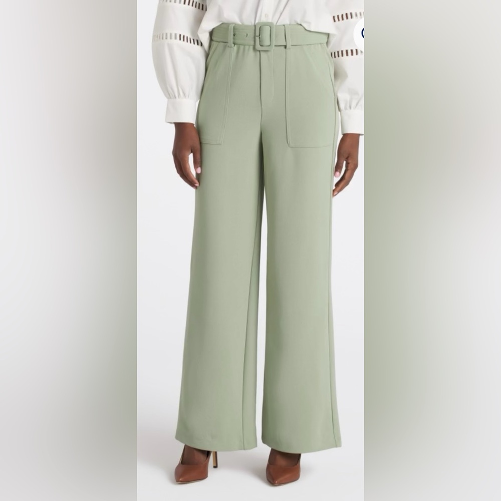 High Rise Wide Leg Pant Sage Green Size XL NWT